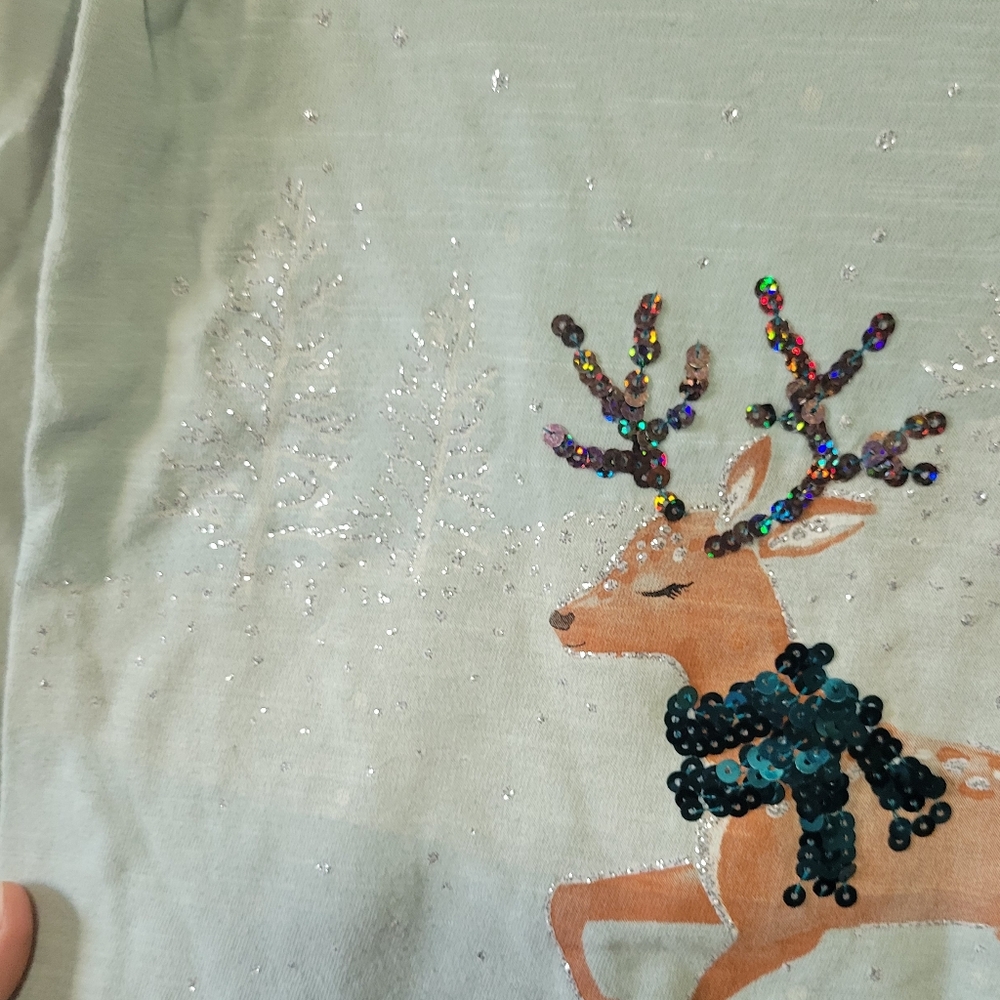 Sparkle and Shine SO reindeer tress shirt top 8 girls - Picture 4 of 7
